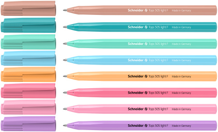 Ручка шарик. Tops 505F  синяя, 0,8мм корпус пастель ассорти