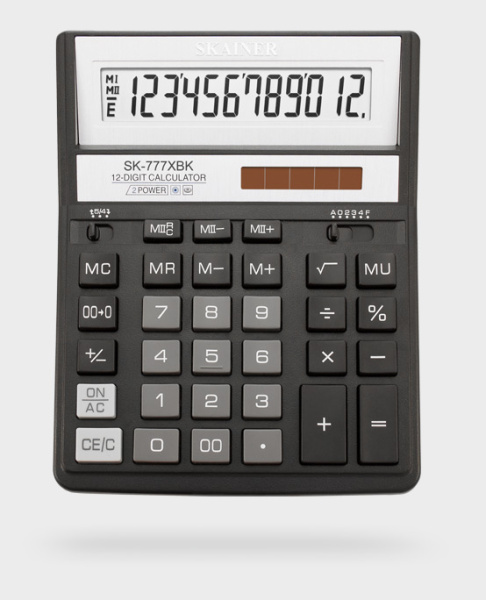 Калькулятор бух. 12разр. дв.пит, черный