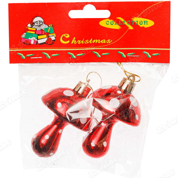 яЁлочная игрушка Гриб  7см  2шт/уп