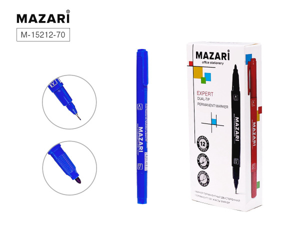 Маркер  двухсторонний синий перманентный Expert  0,5-1,5мм