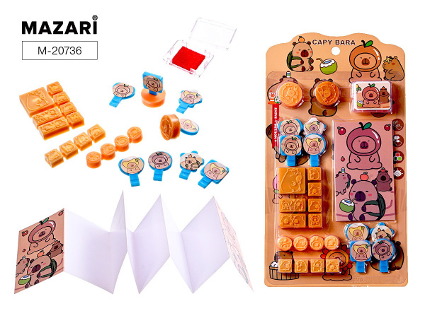 Игра Штампики детские Капибара набор  8шт с блокнотом