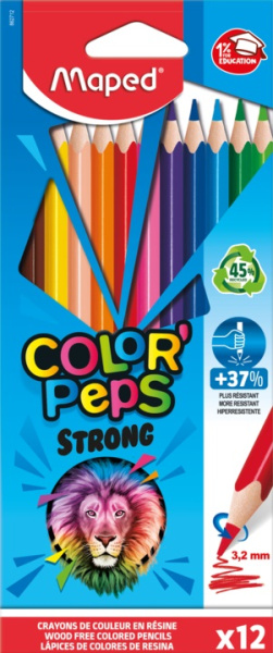 Карандаши .Пластиковые 12цв. Color`peps Strong, трехгран