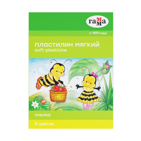Пластилин Пчелка 08цв. восковой+стеки 98г карт.уп