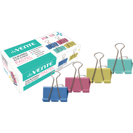 Зажим д/бумаг цветной 25мм Pastel
