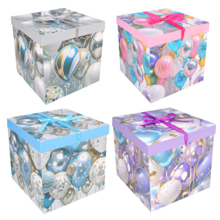 Коробка подарочная 30*30*30см Весёлый праздник, фольга