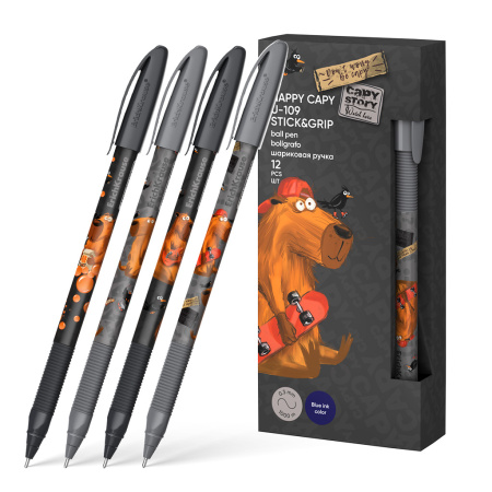 Ручка шарик. EK U-109 Stick&Grip Happy Capy 1.0, синяя