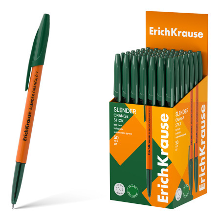Ручка шарик. EK Slender Stick Orange, зеленая 0,7мм