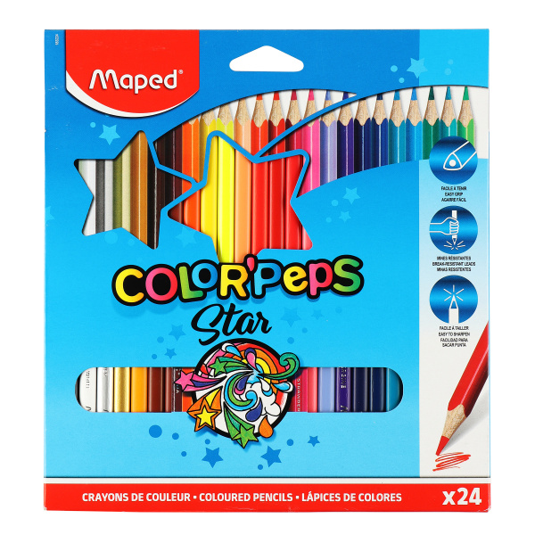 Карандаши .Трехгранные 24цв. ColorPeps АКЦИЯ
