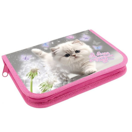 Пенал 1отд. большой/д  Белый котик