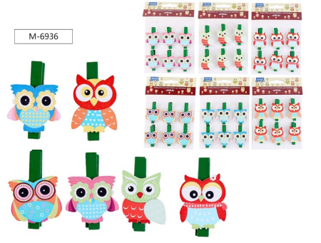 Творчество Прищепки Owls 6шт/уп