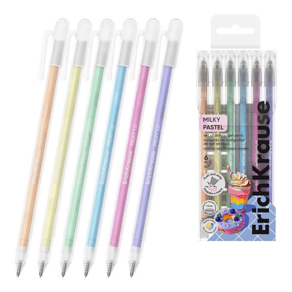 Набор акриловых ручек  6цв. Milky, 1,0мм