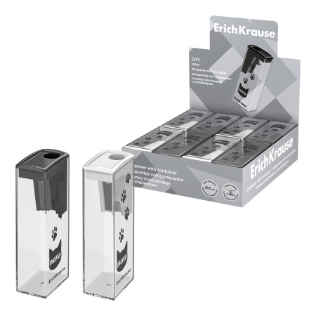 Точилка пластик с контейнером  1отв. City Meow