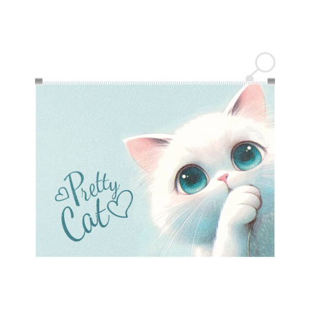 Папка на молнии А4 Пушистик, искрящ. фактура