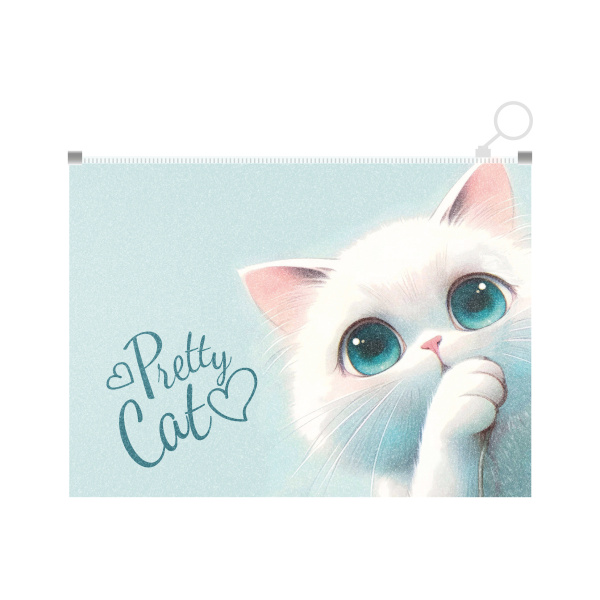 Папка на молнии А4 Пушистик, искрящ. фактура