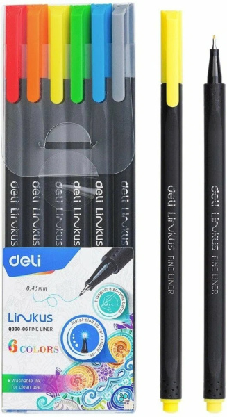 Ручка капиллярная набор 06цв  d=0,45мм Linkus АКЦИЯ