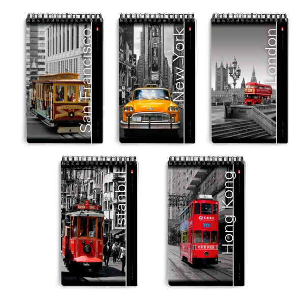 Блокнот/гребень  А4 40л Города,  5видов АКЦИЯ