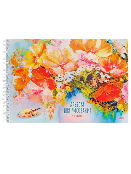 Альбом/гребень 40л Букет красками, перфорация 160г АКЦИЯ