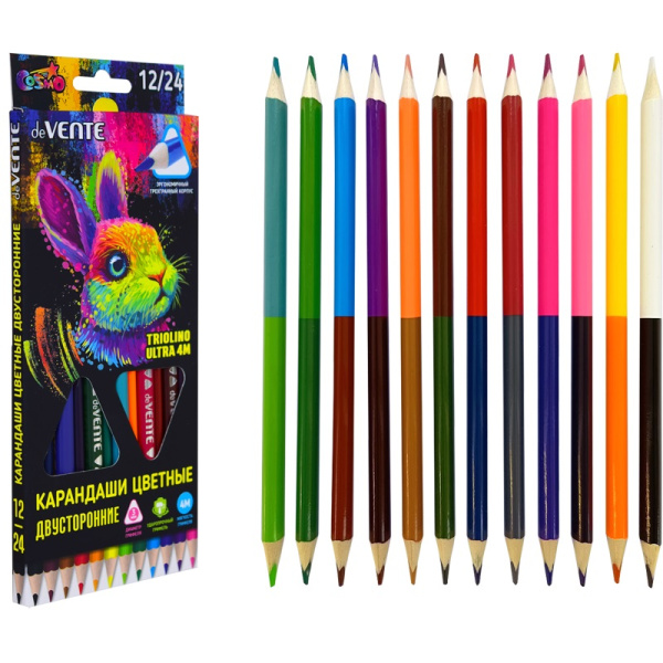 Карандаши .Двухсторонние Triolino Ultra 12шт. 24цв, трехгран
