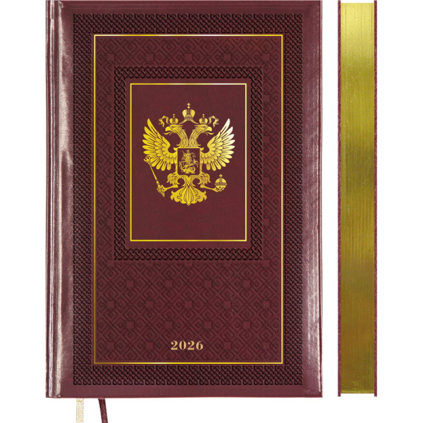 Ежедневник.2026г А5 7Бц Symbol бордовый, кожзам, поролон, 168л