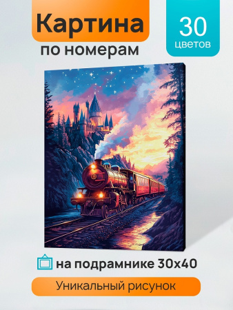 Картина по номерам 30*40 см Поезд мчится вдаль