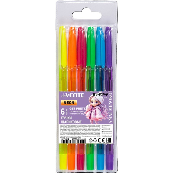 Набор шариковых ручек 6цв. Amai Menoko