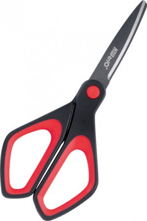 Ножницы 170мм  ручки с резин. вставкой, сталь, красные