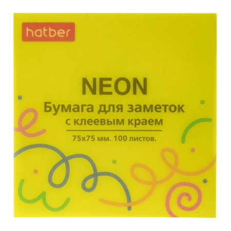 Стикер 75*75мм neon Жёлтый 100л