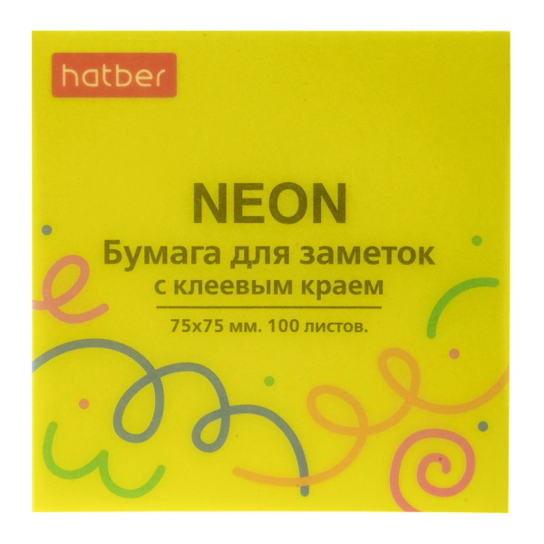 Стикер 75*75мм neon Жёлтый 100л