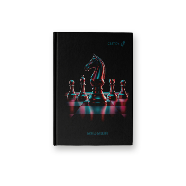 Бизнес-блокнот А6  64л 7Бц Шах и мат, выб.лак