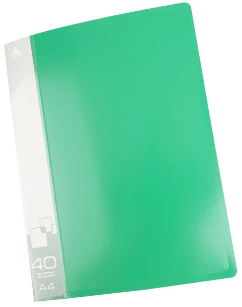 Папка 40 вклад Зелёный PV корешок 0.65мм ^