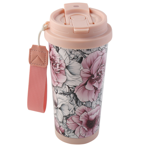 Термокружка стальная 530мл Цветочный шик
