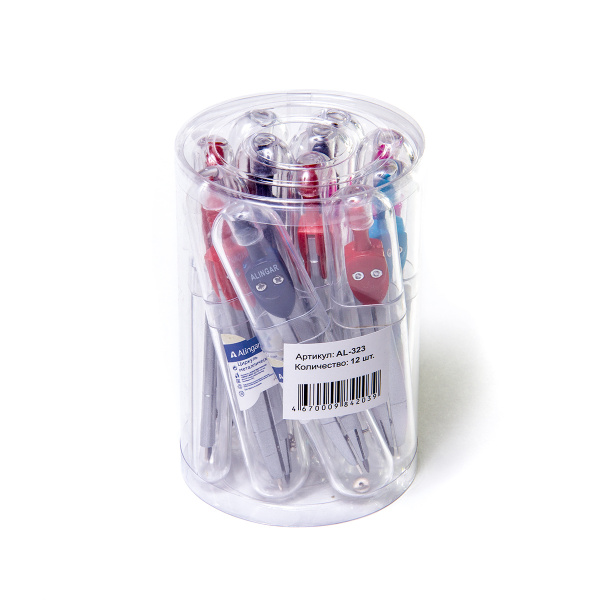 Черт. прибор  циркуль  Градусник 115мм в футляре, голубой