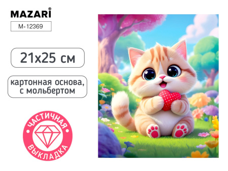 Алмазная мозаика с мольбертом 21*25см Котик