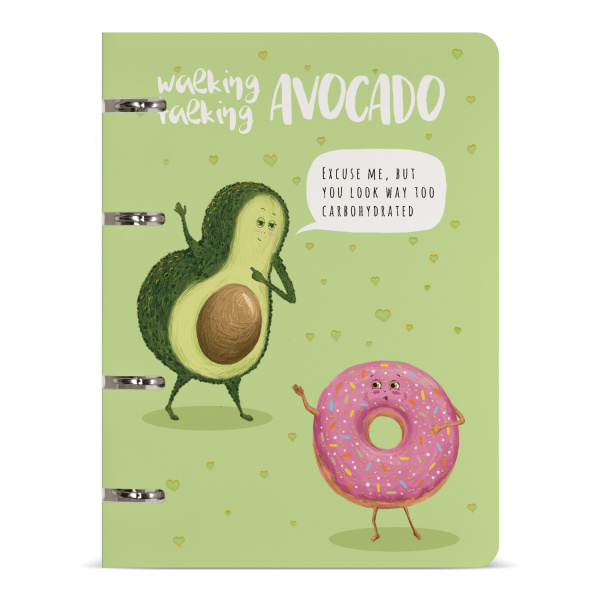 Тетрадь блок/кольцах  80л Авокадо и пончик, без линовки