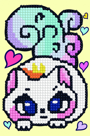 Алмазная мозаика на картоне 10*15см Радужная кошечка