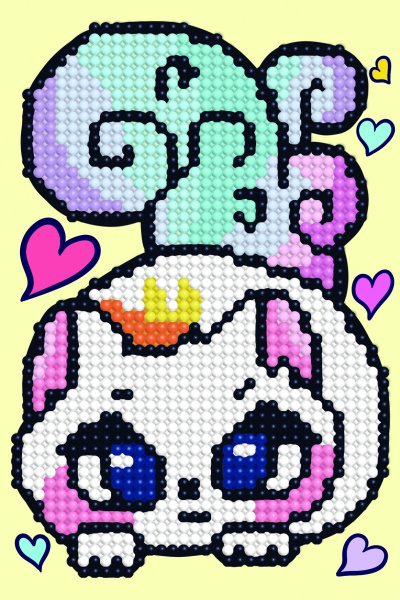 Алмазная мозаика на картоне 10*15см Радужная кошечка