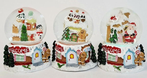 яСувенир Дед Мороз/Снеговик в шаре 10см, свет. АКЦИЯ