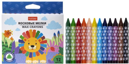 Мелки Восковые 12цв Leo Jumbo.трехгран. корп., d=11мм