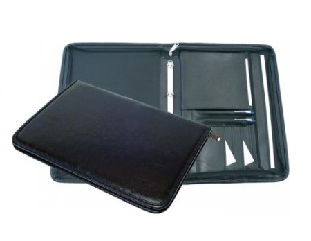 Папка кожзам деловая люкс №55 с кольцами,мет.прижим Черная