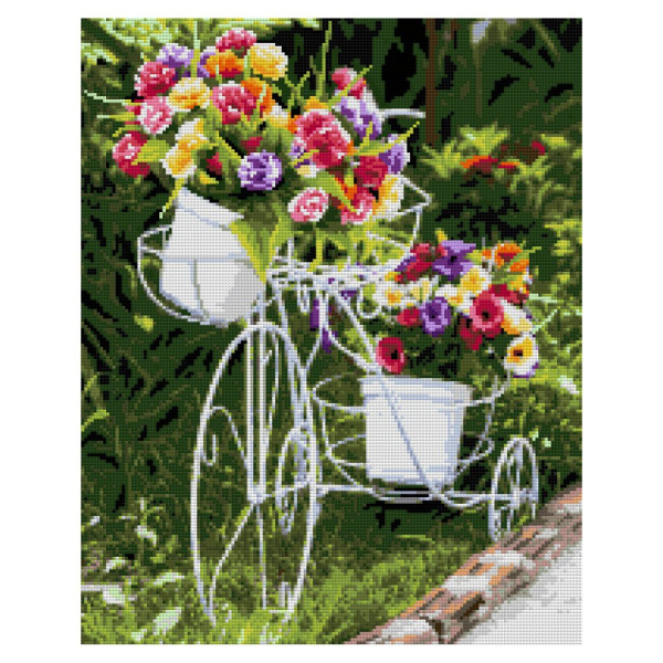 Алмазная мозаика по номерам 40*50см Велосипед с цветами