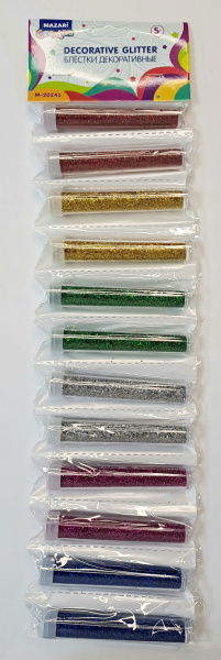 Блестки, 12шт/уп  6цв., пластик. туба