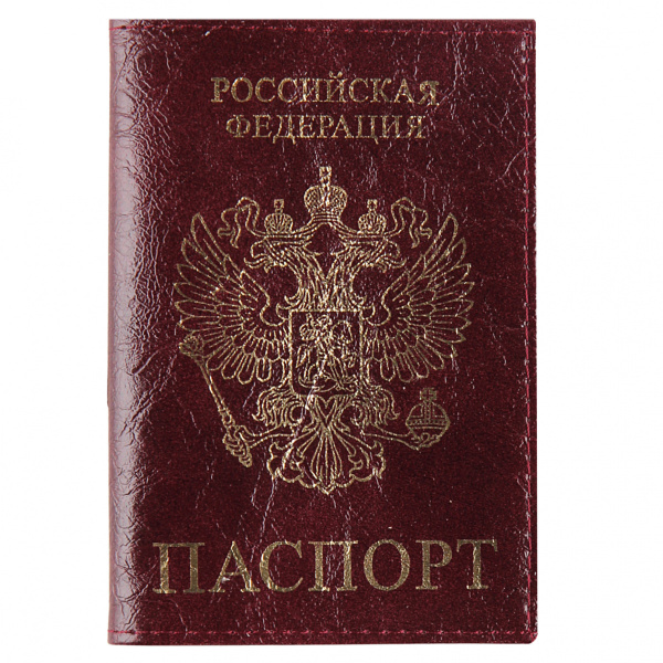 Обложка/паспорта "Символика" бордо, кожа, тисн. фольгой