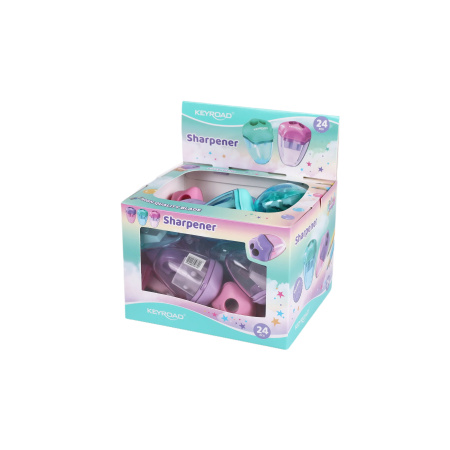 Точилка пластик с контейнером Pastel Star, 2 отв