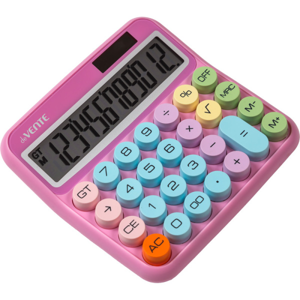 Калькулятор  наст. 12разр. дв.пит. сиреневый с цвет. кноп. DD-2