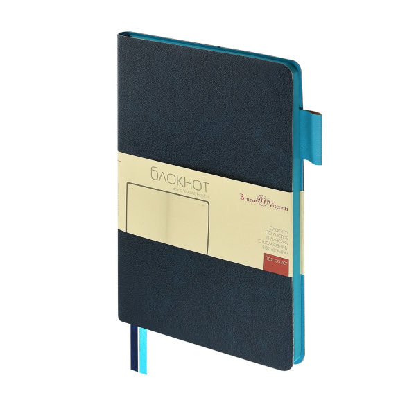 Блокнот А5 Мягк.обл. Boston тёмно-синий, голубой срез, линия