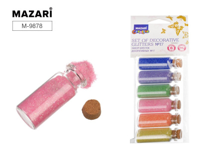 Блестки №15,  6цв стекл.колба 10г