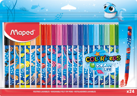 Фломастеры ColorPeps Ocean Life 24цв. смываемые