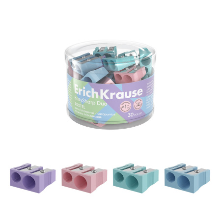 Точилка пластик EasySharp Duo Pastel,  2 отв.