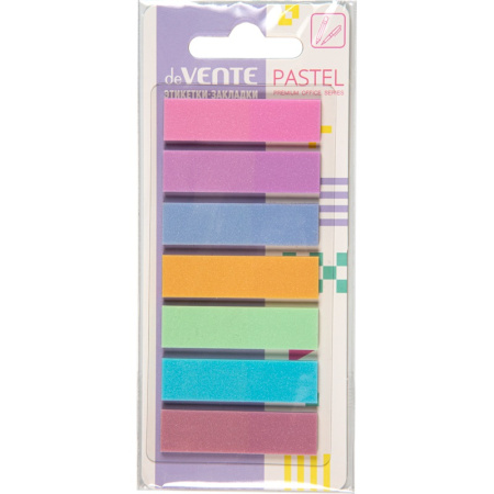 Стикер-закладка 12*44мм 7*20л Pastel пластик полупрозр. искрящ.