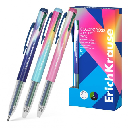 Ручка шарик.авт. 3-х цветная ЕК Colorcross Matic Cool Ray 0,7мм